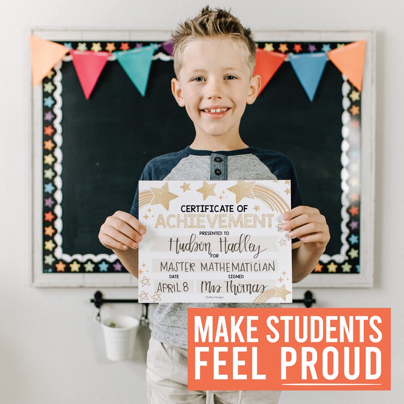 Hadley Designs 25 Colorful Preschool Kindergarten Diploma Certificate Paper Print for Kids - Graduation Certificates of Achievement Award Certificates for Students - Image 2